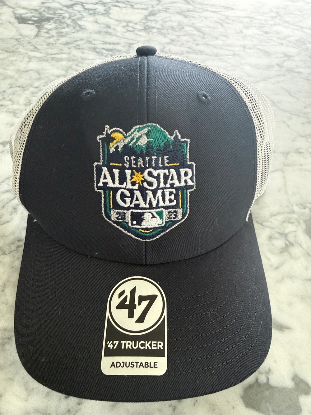 '47 Seattle All-Star Game Trucker Hat - Navy, White & Teal Patch